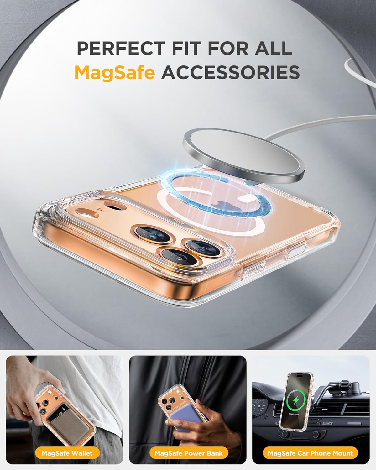 Miracase for iPhone 17 Pro Max Case 6.9 Full-Body Phone Case with Built-in Glass Screen Protector& Full Camera Protector,[Magnetic with MagSafe] Drop Proof 17 ProMax Cover, Clear